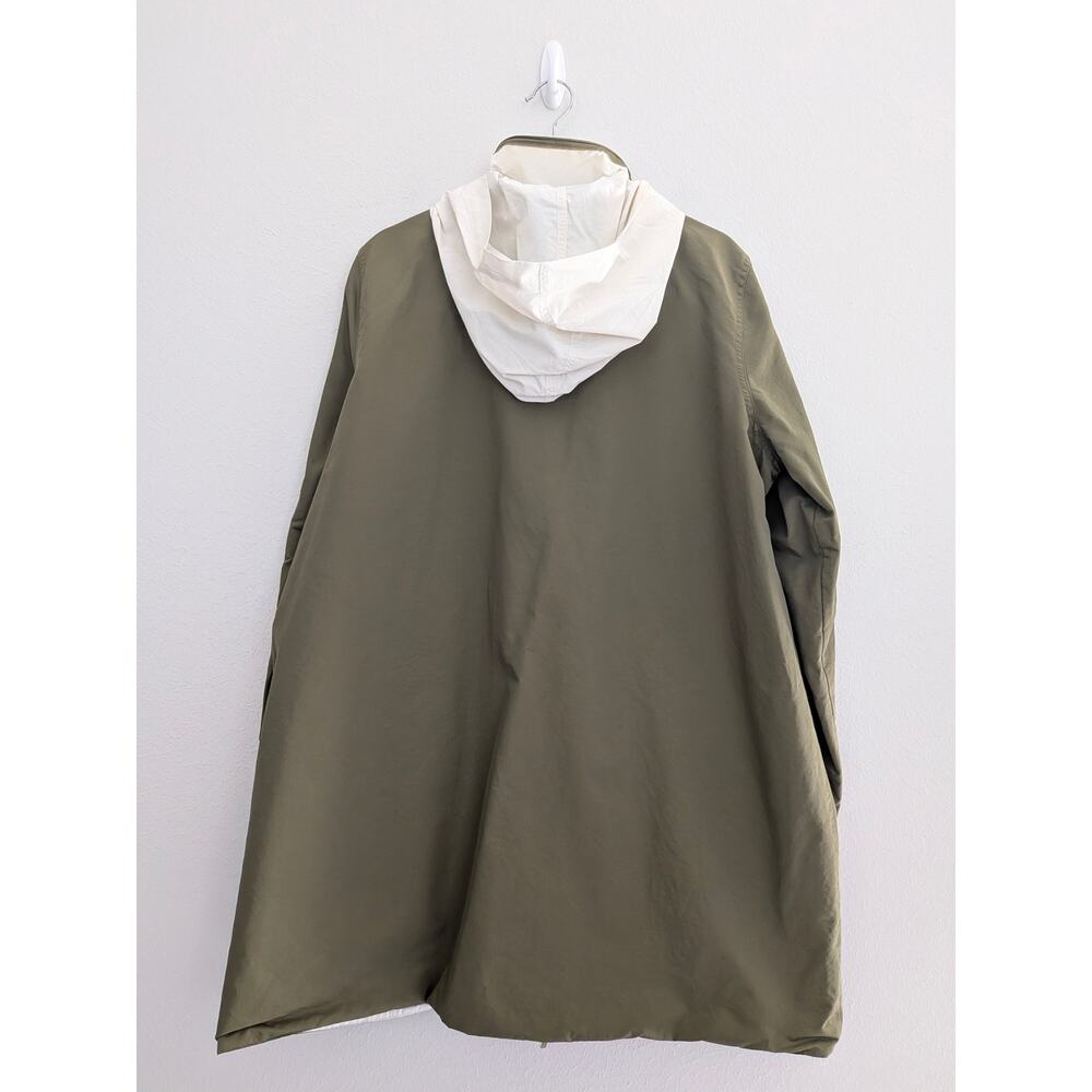 Eileen Fisher EUC Cotton Nylon Reversible Rain Hooded Coat Magnetic XL Jacket - Picture 3 of 8